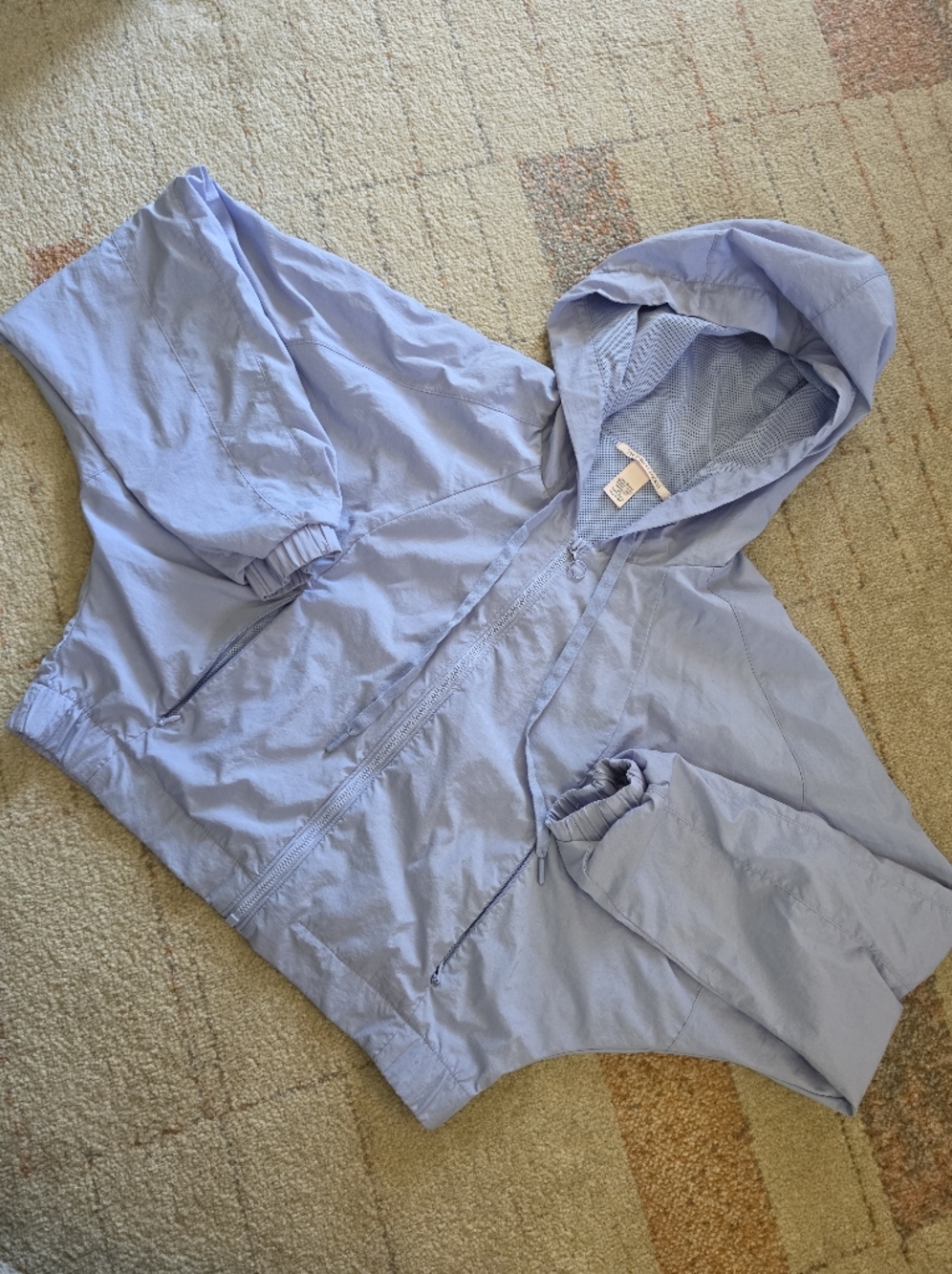 Victoria’s Secret Sport Lightweight Hooded Windbreaker Jacket Blue Zip Pockets